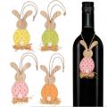 [F410512] Anhänger Hase mit Bommel sortiert (Gelb, Grün, Orange, Rosa) ca. 84x45 mm